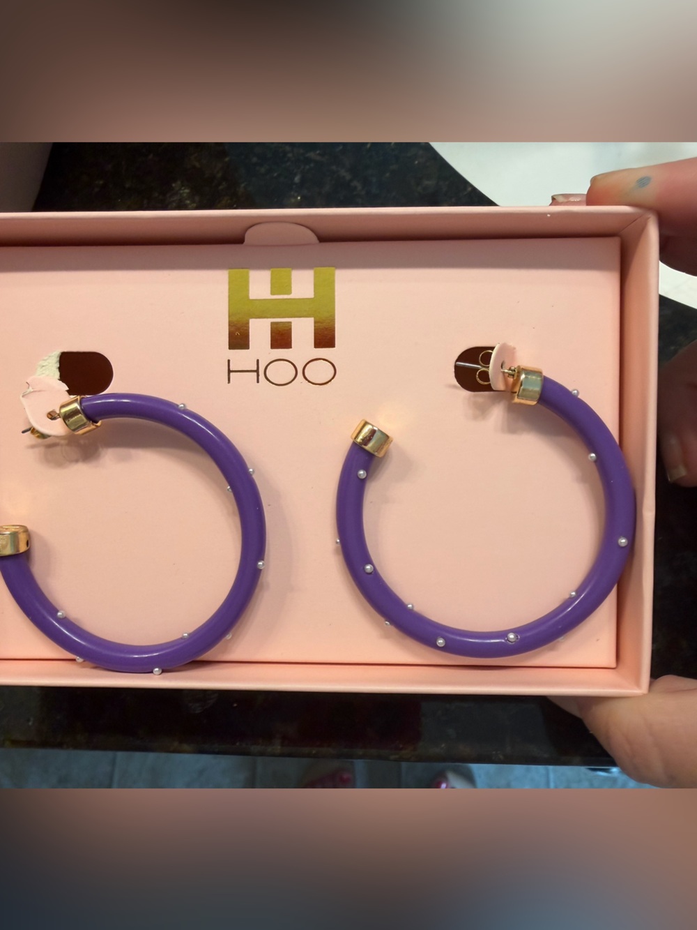 Purple with Pearls Hoo Hoop Earrings